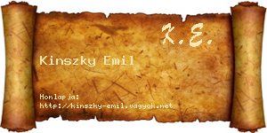 Kinszky Emil névjegykártya